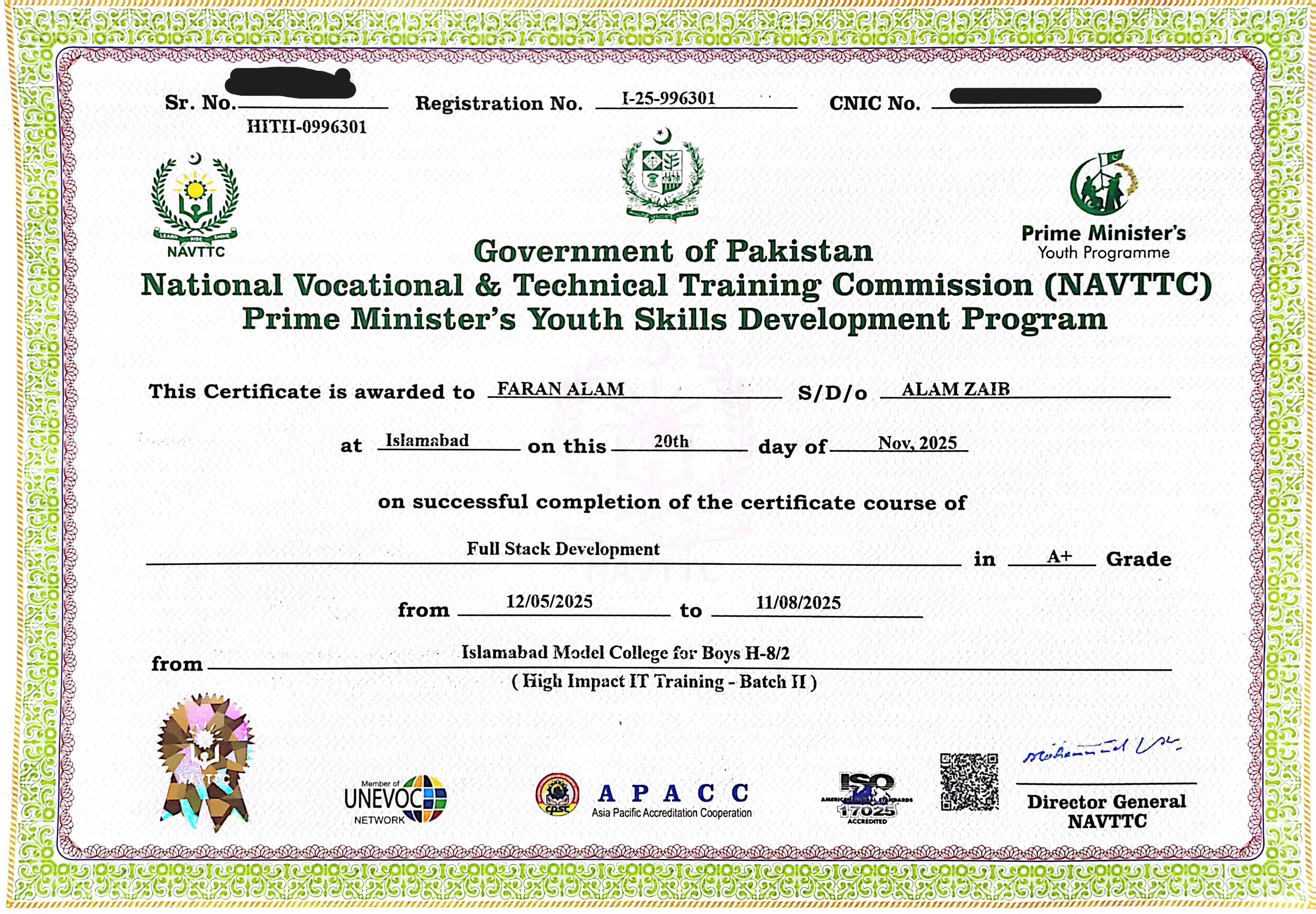 Full Stack Development Certificate